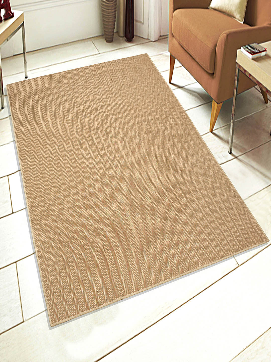 

Saral Home Beige & Brown Woven-Design Anti-Skid Carpet