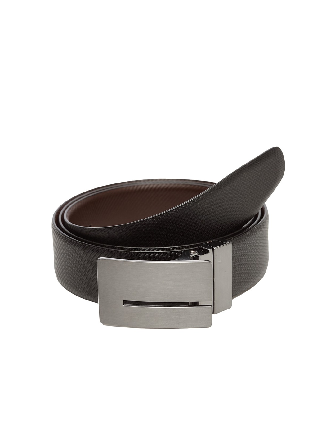 

WELBAWT Men Black & Brown Solid Leather Slim Reversible Belt