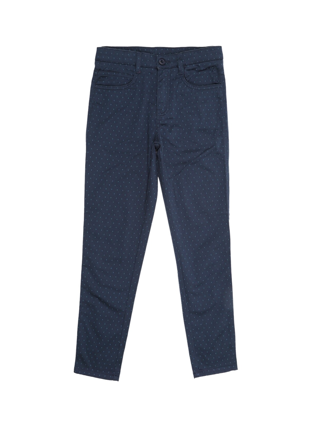 Allen Solly Junior Boys Navy Blue Regular Fit Printed Regular Trousers