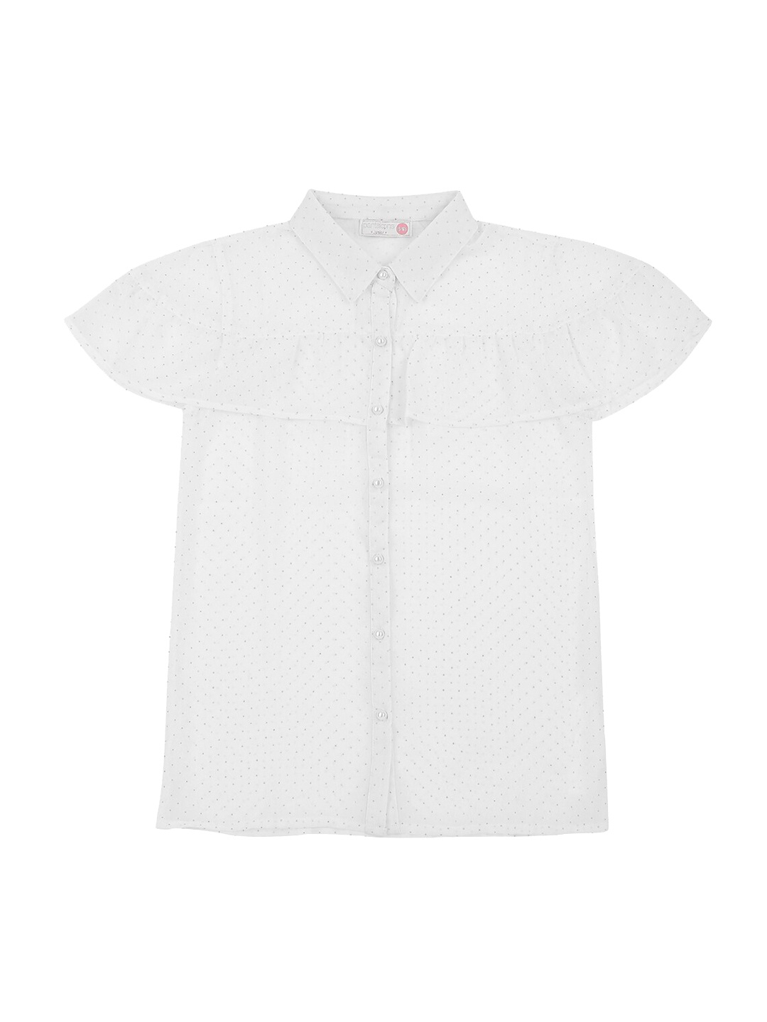 

Pantaloons junior white cape sleeves shirt style top