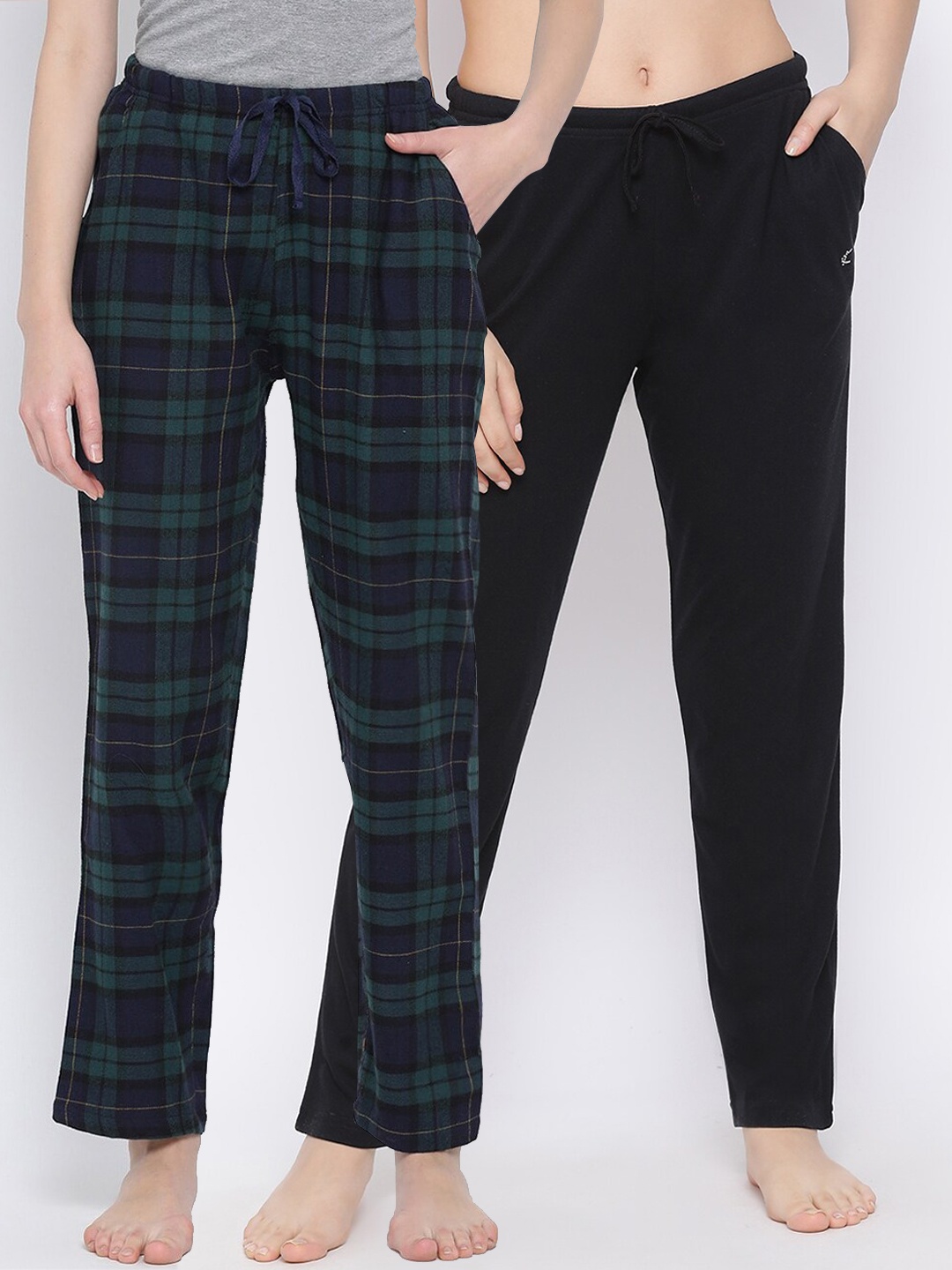 

Kanvin Women Pack Of 2 Pure Cotton Lounge Pants, Black