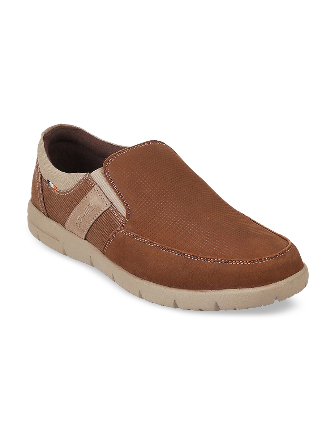 

Metro Men Tan Brown & Beige Slip-On Sneakers