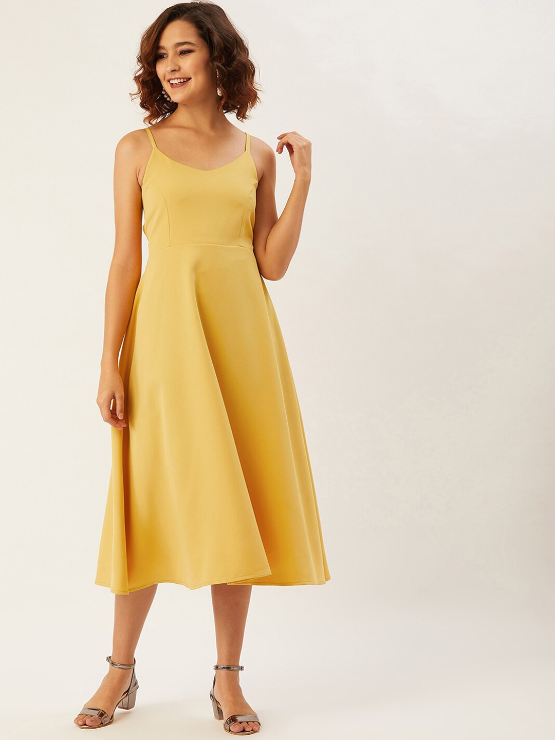 

ANVI Be Yourself Women Yellow Solid A-Line Dress