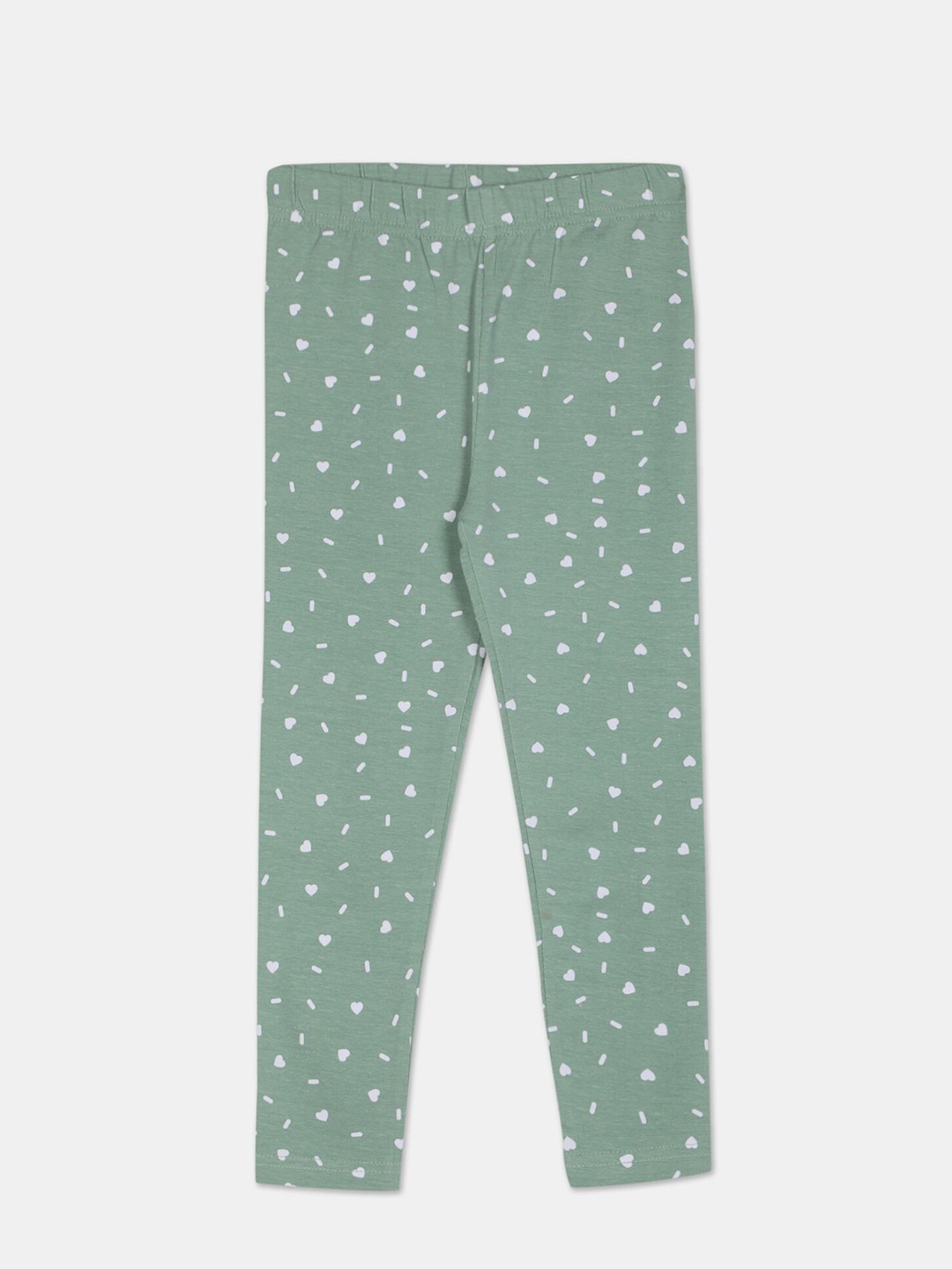 

Cherokee Girls Green & White Printed Ankle-Length Leggings