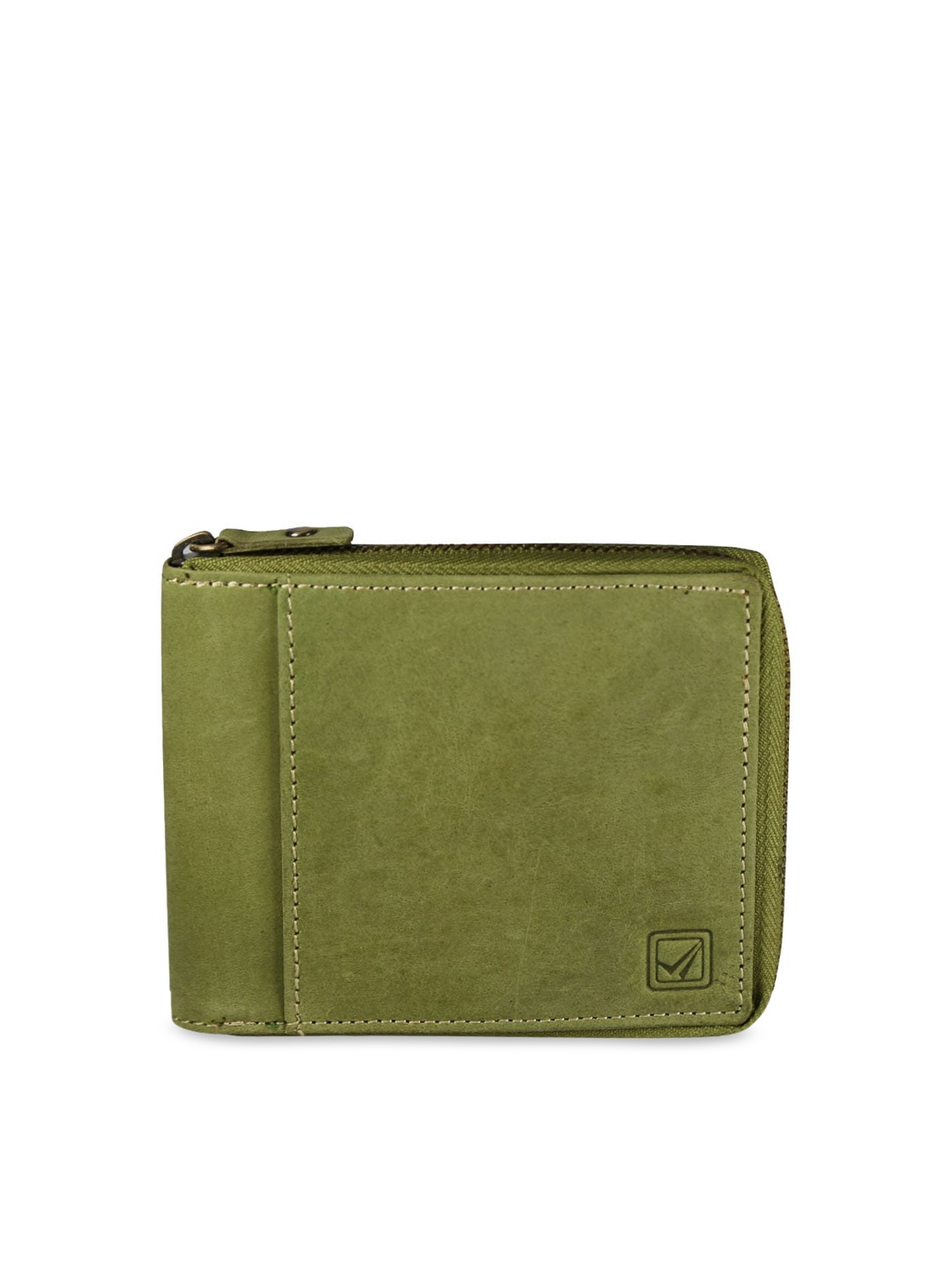 

Style SHOES Unisex Green Solid Zip Around Wallet