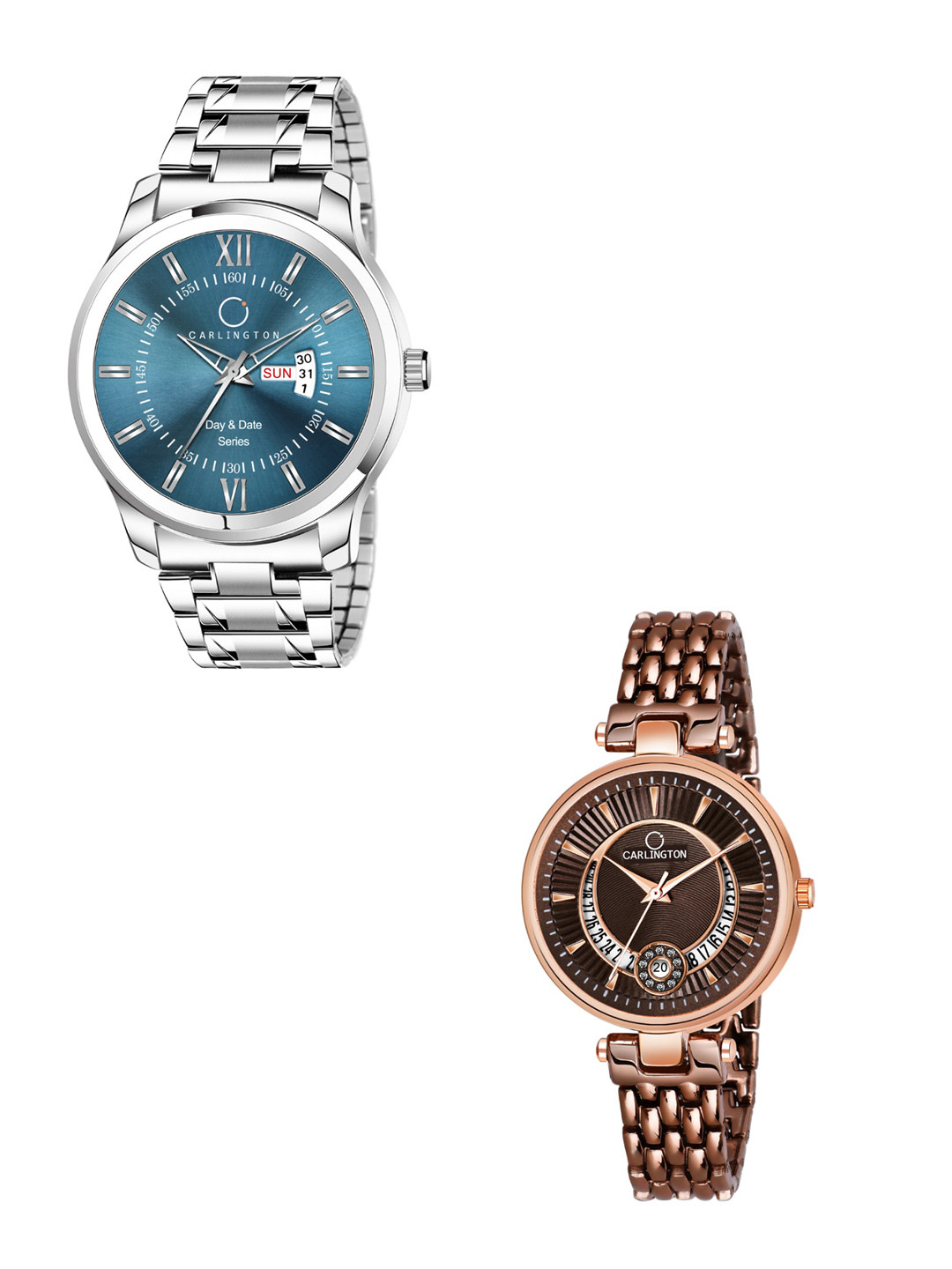 

CARLINGTON Unisex Pack Of 2 Analogue Watchs Combo G-01, Teal