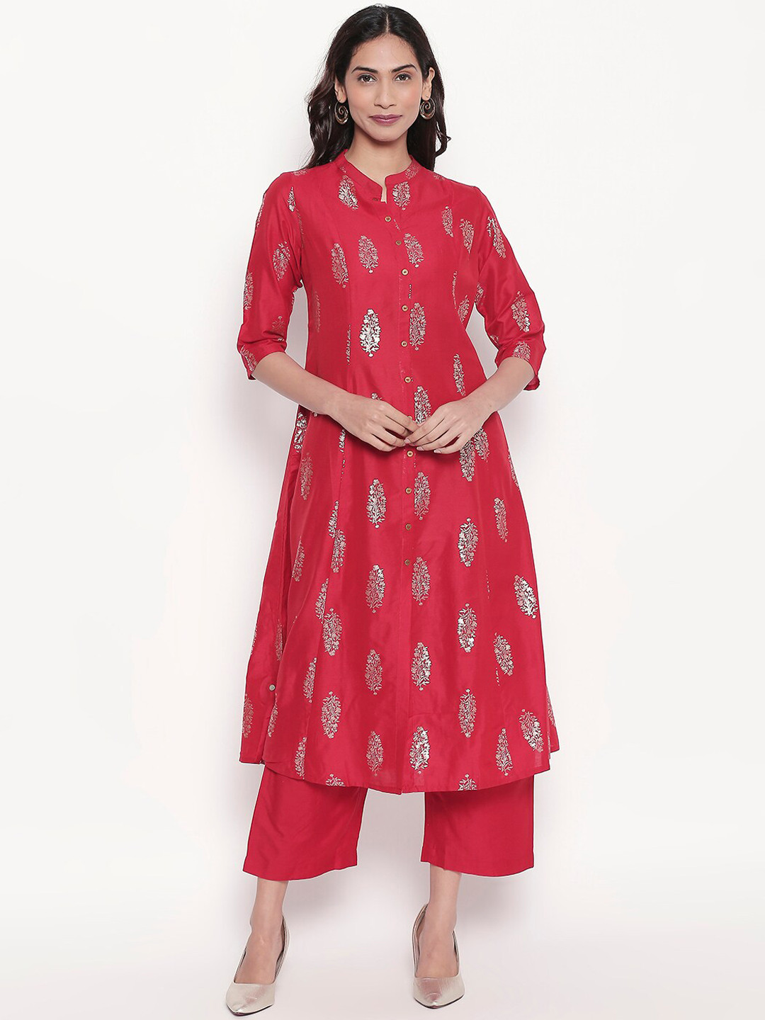 

RANGMANCH BY PANTALOONS Women Red Printed Kurta with Palazzos