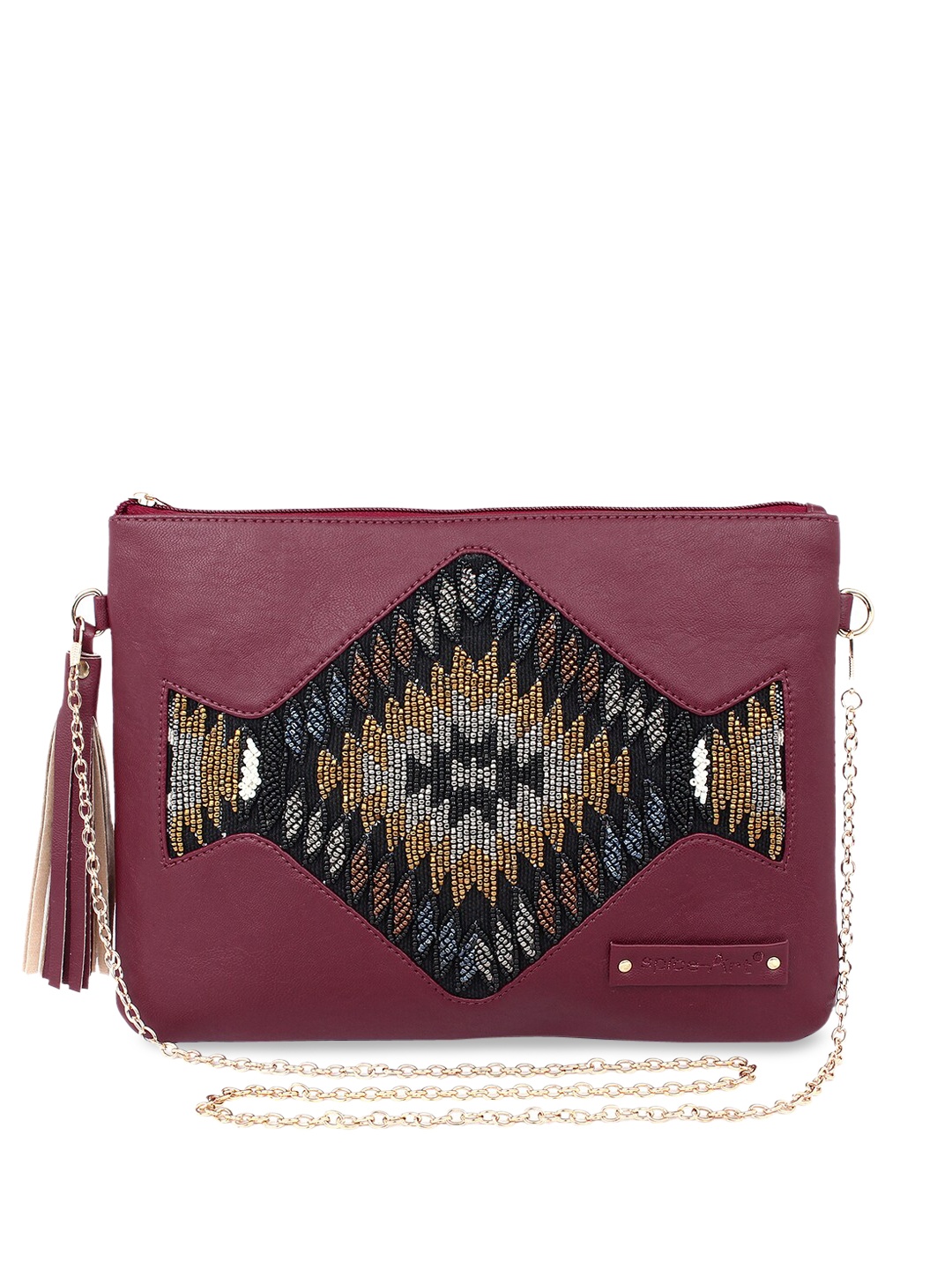 

Spice Art Maroon & Black Embellished Embroidered Purse Clutch