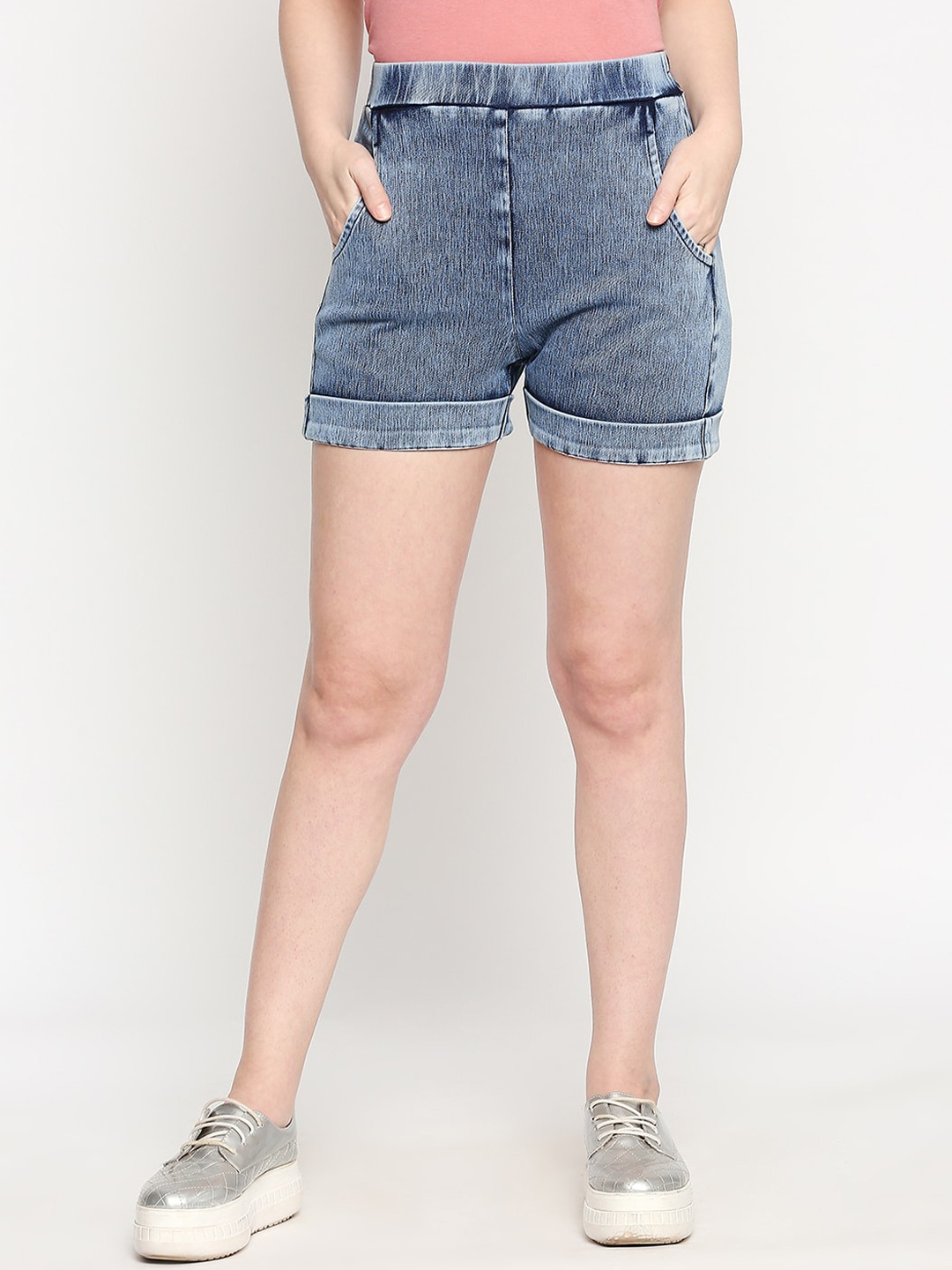 

inocenCia Women Blue Washed Regular Fit Denim Shorts