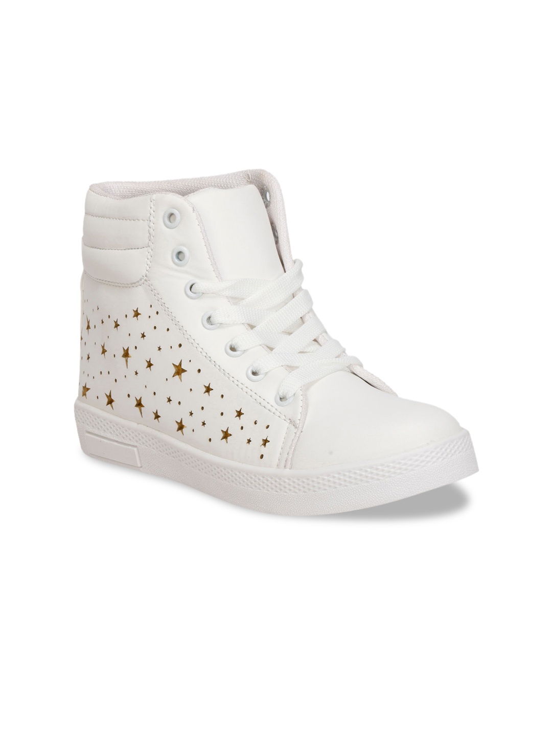 

Denill Women White Perforated High-Top Sneakers