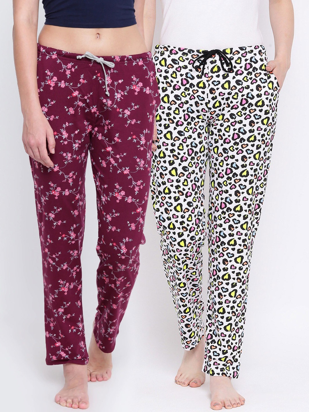 

Kanvin Women Pack Of 2 Printed Lounge Pants, Maroon