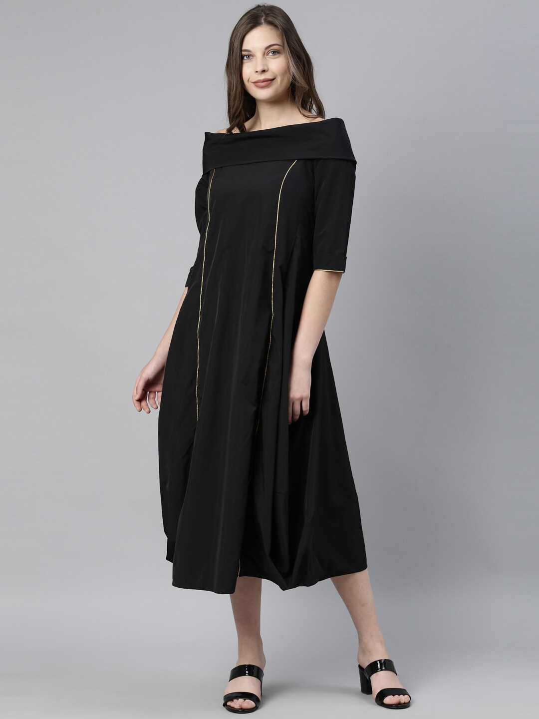 

RAREISM Women Black Solid A-Line Dress