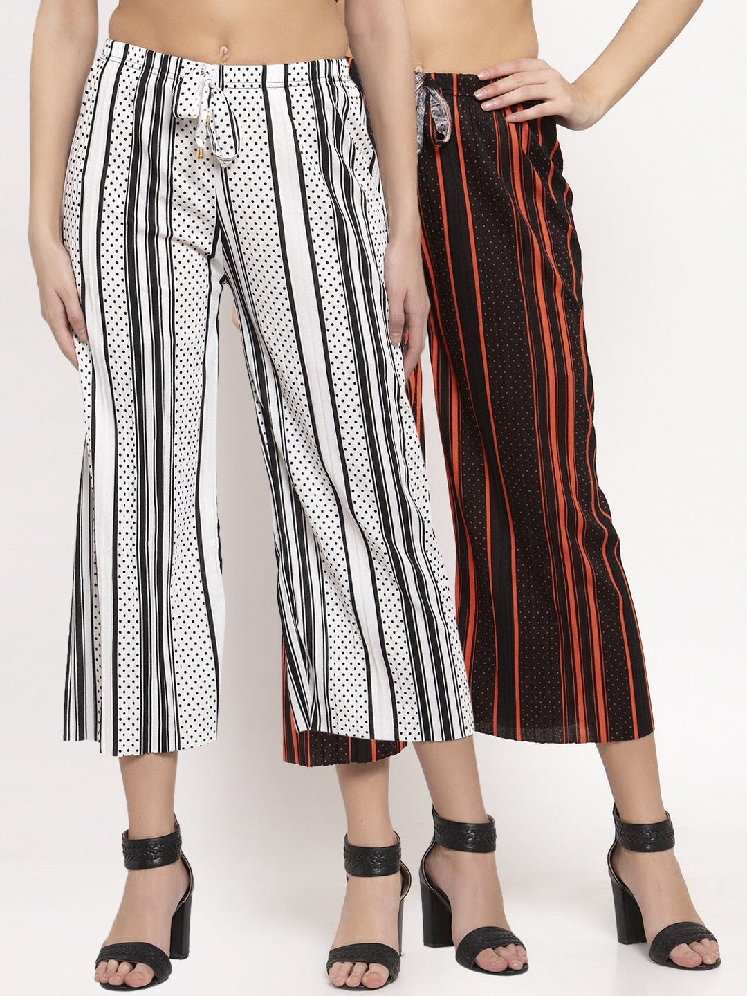 

KLOTTHE Women Pack Of 2 Wide Leg Palazzos, Black