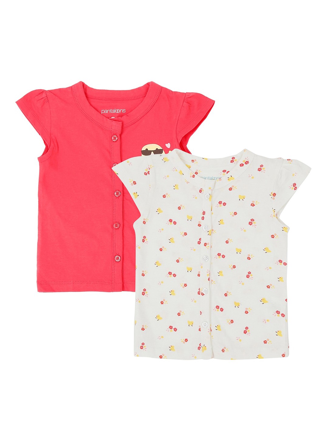 

Pantaloons Baby Infant Girls Pack Of 2 Jhabalas, Coral