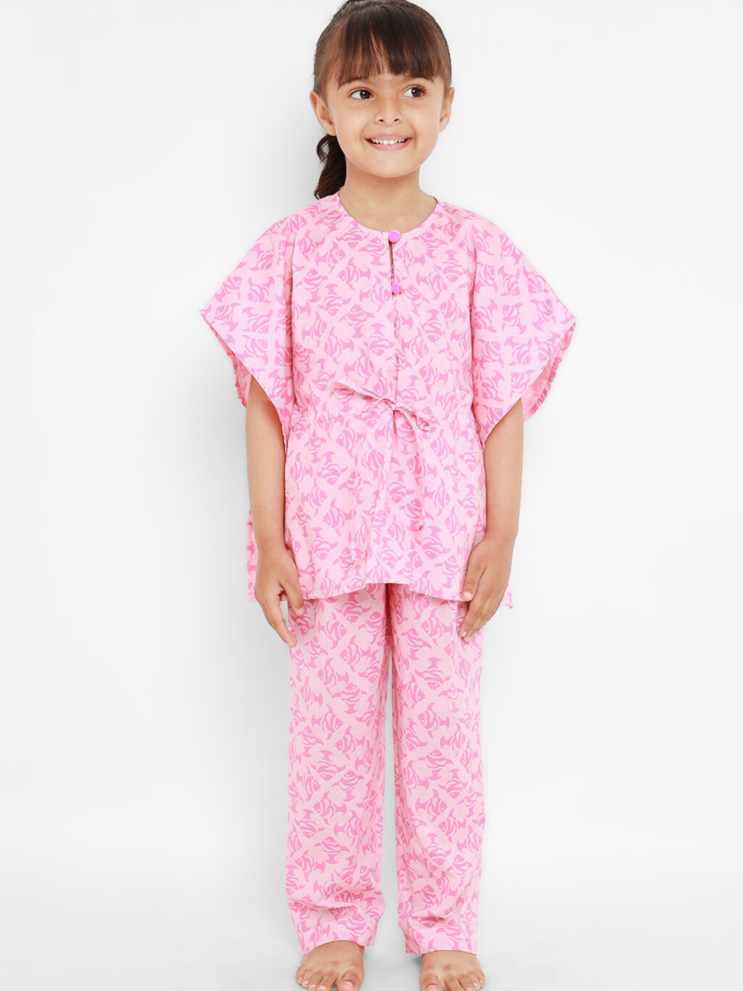 

Nauti Nati Girls Pink Printed Night suit