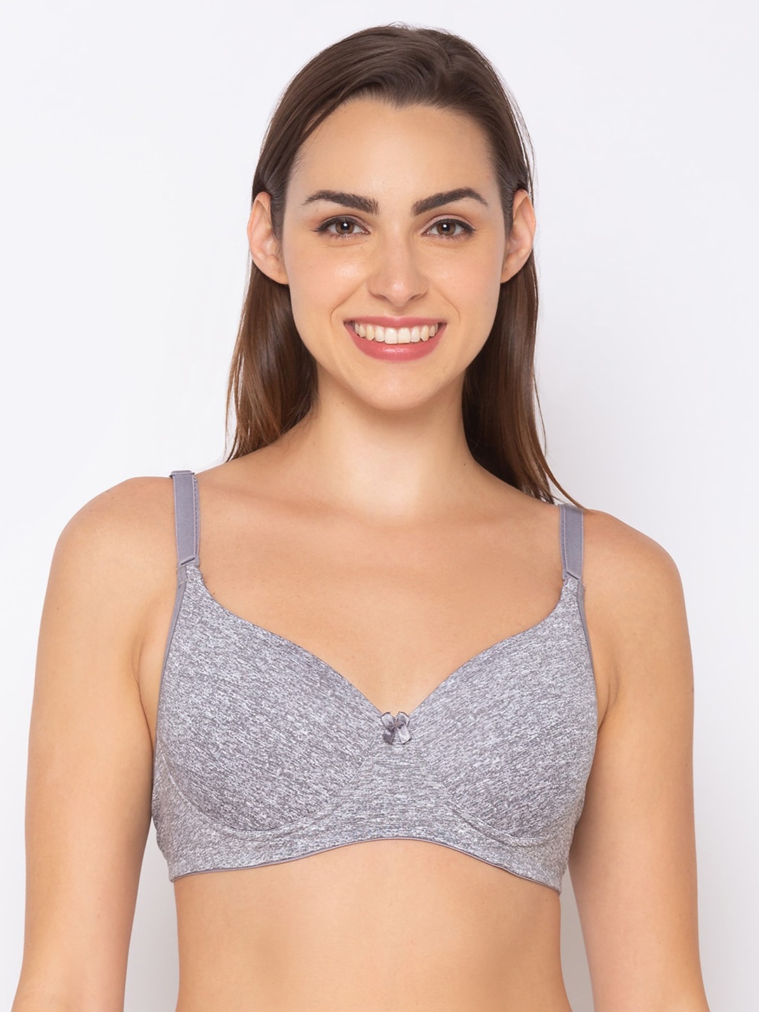 Candyskin Grey Printed Non-Wired Lightly Padded Everyday Bra CSBSIN02GREY