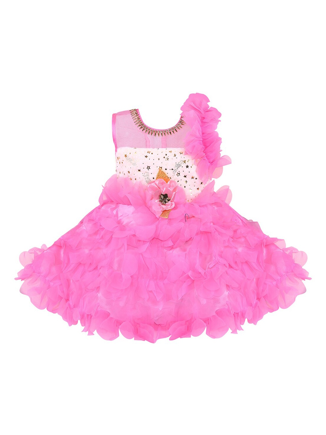 

Wish Karo Girls Pink Solid Fit and Flare Dress