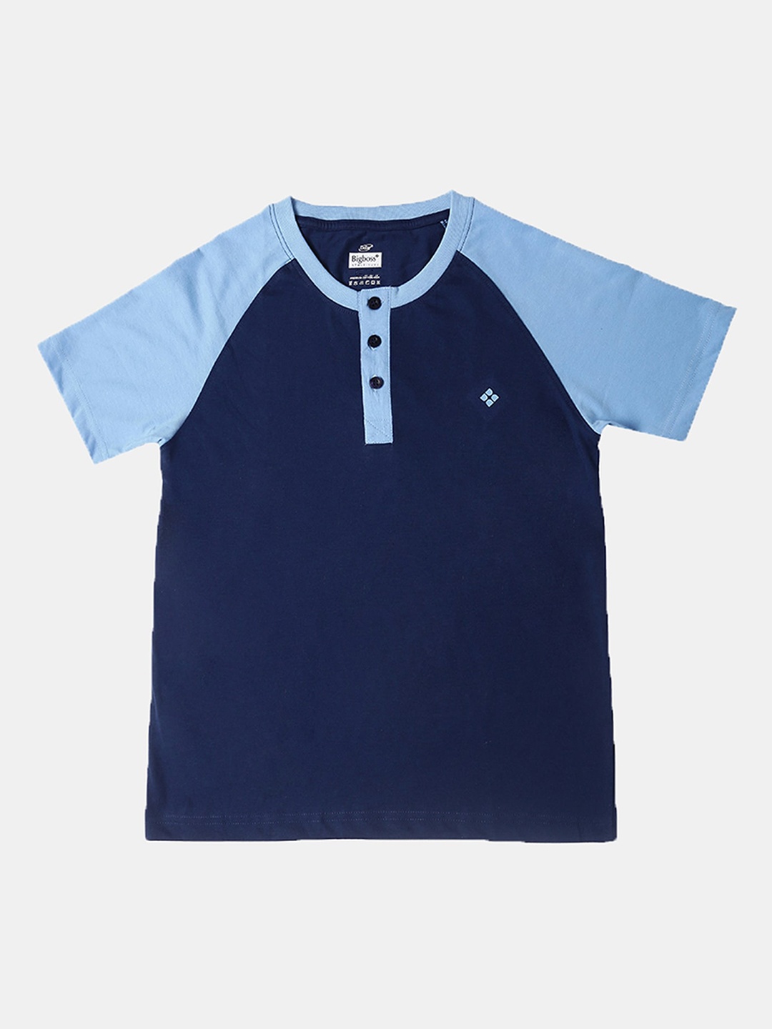 

Dollar Boys Blue Colourblocked Henley Neck T-shirt