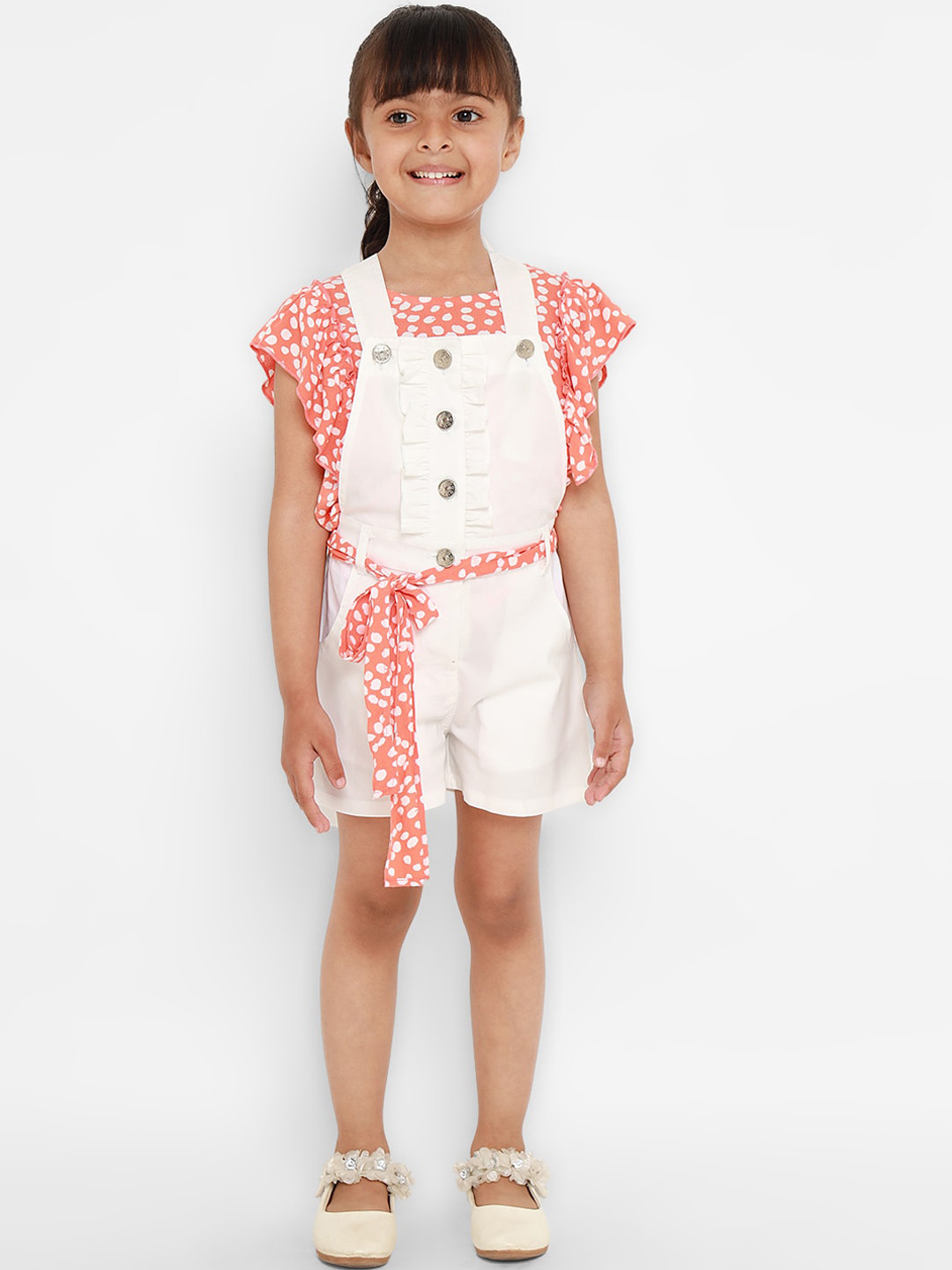 

Nauti Nati Girls Coral & White Printed Top