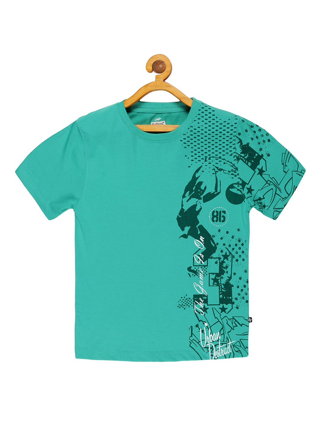 

Dollar Boys Green Printed Round Neck T-shirt