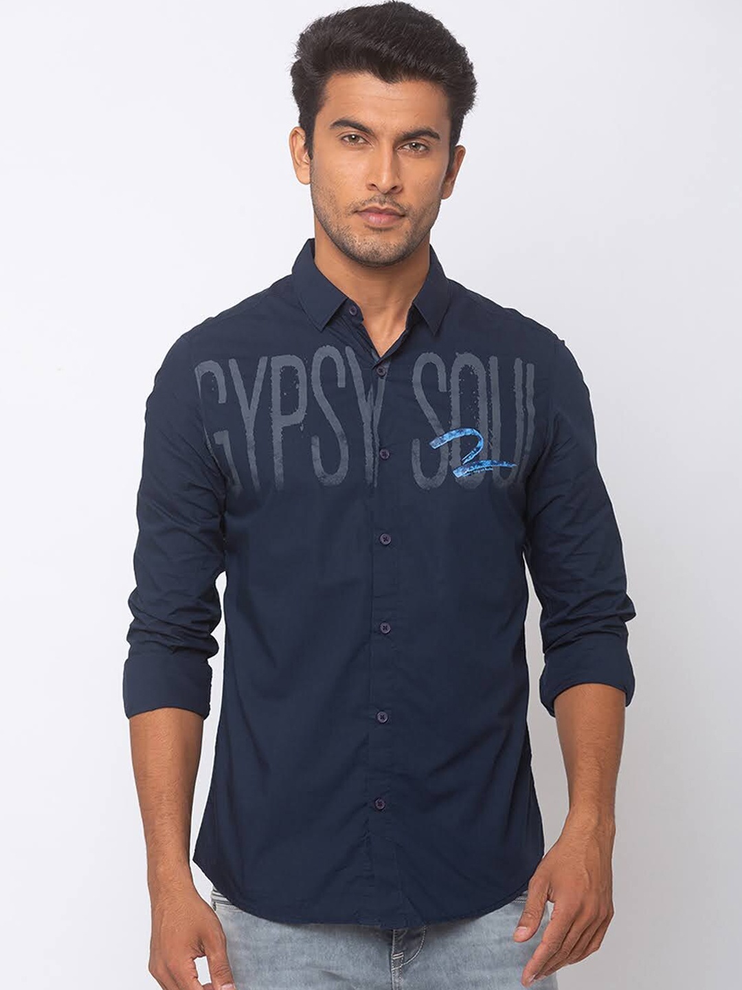 

SPYKAR Men Blue Slim Fit Solid Casual Shirt
