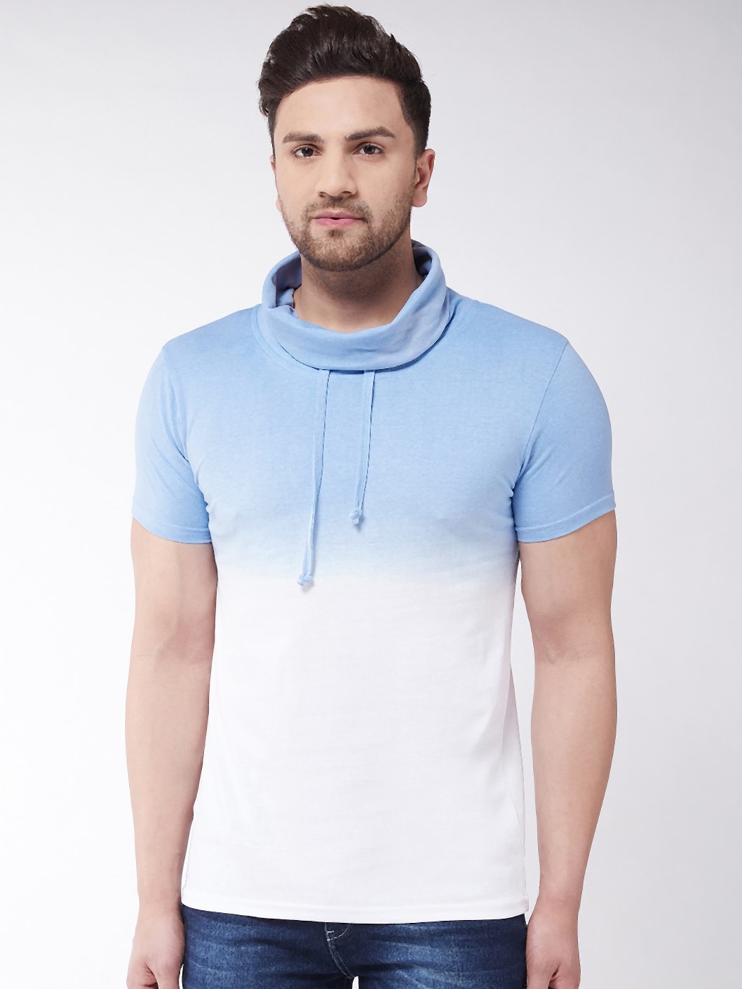 

GRITSTONES Men Blue Dyed High Neck T-shirt