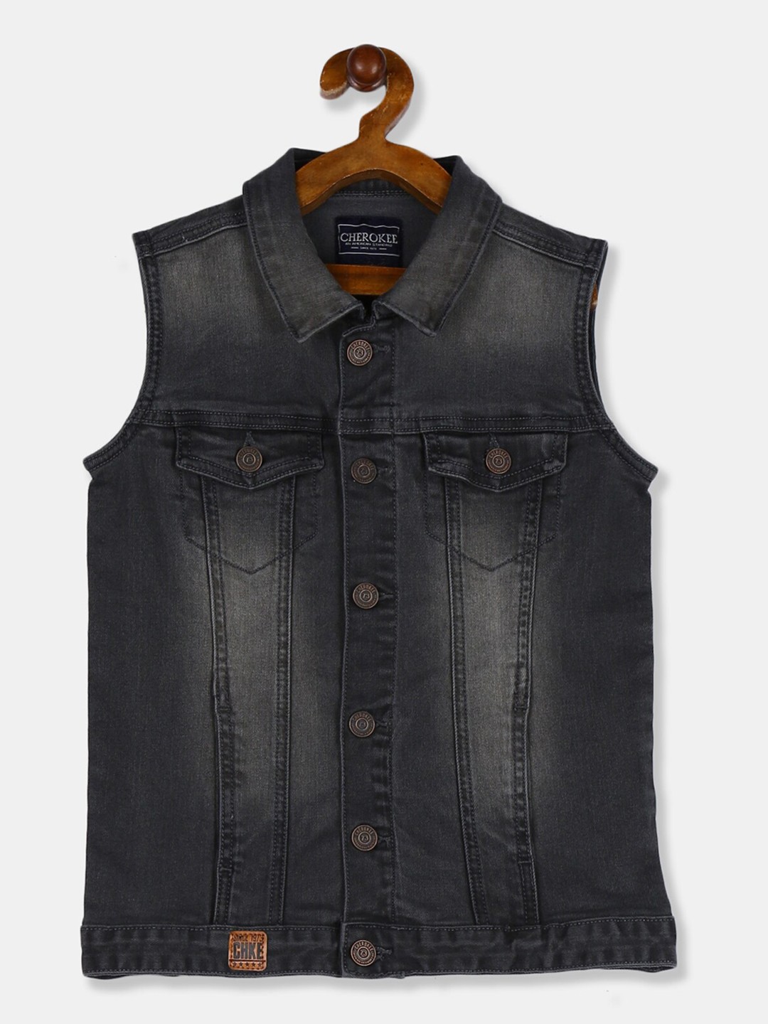 

Cherokee Boys Grey Solid Denim Jacket