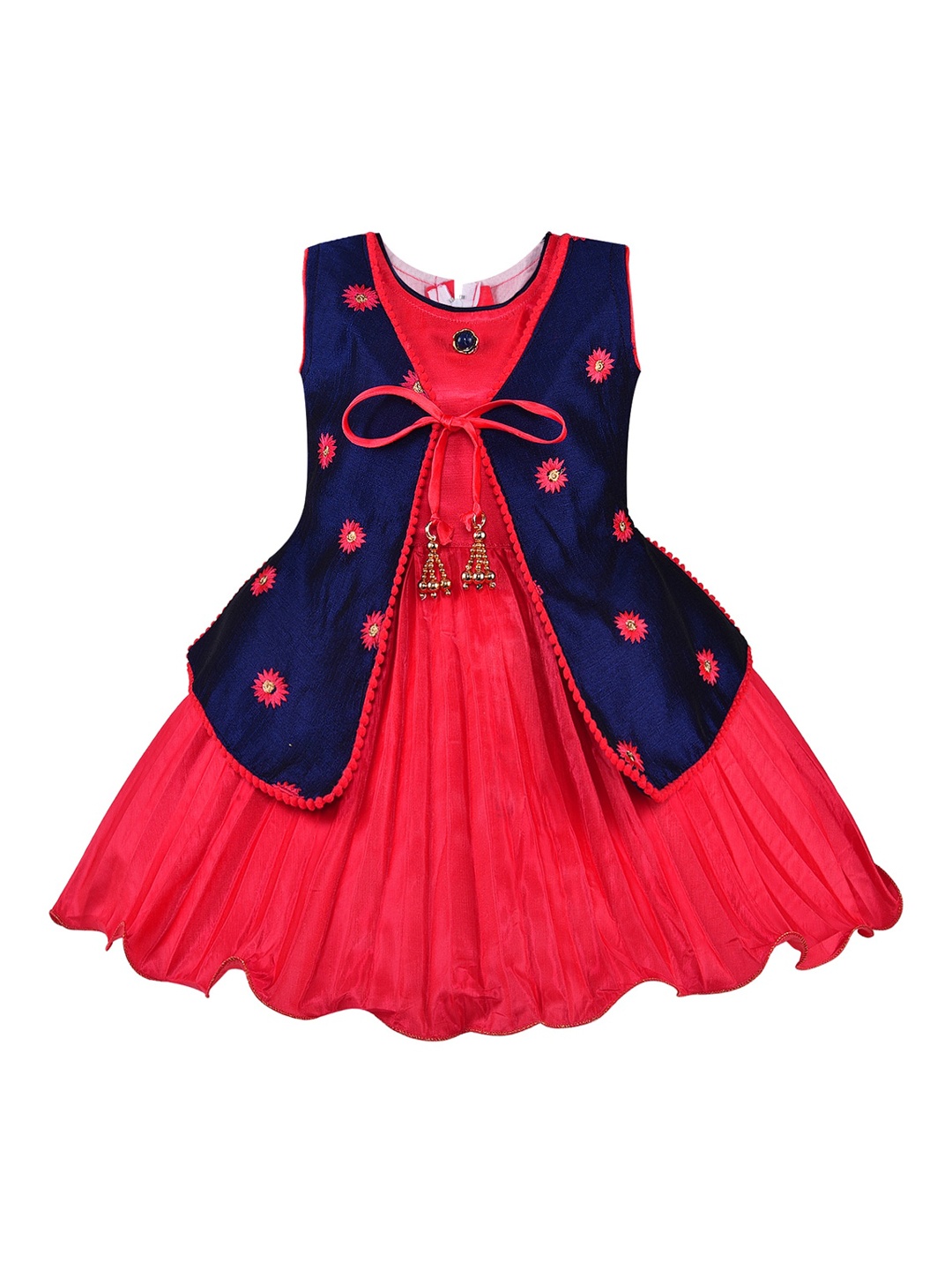 

Wish Karo Girls Red Solid Fit and Flare Dress