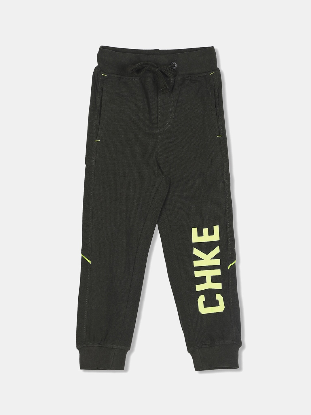 

Cherokee Boys Olive Green Solid Joggers