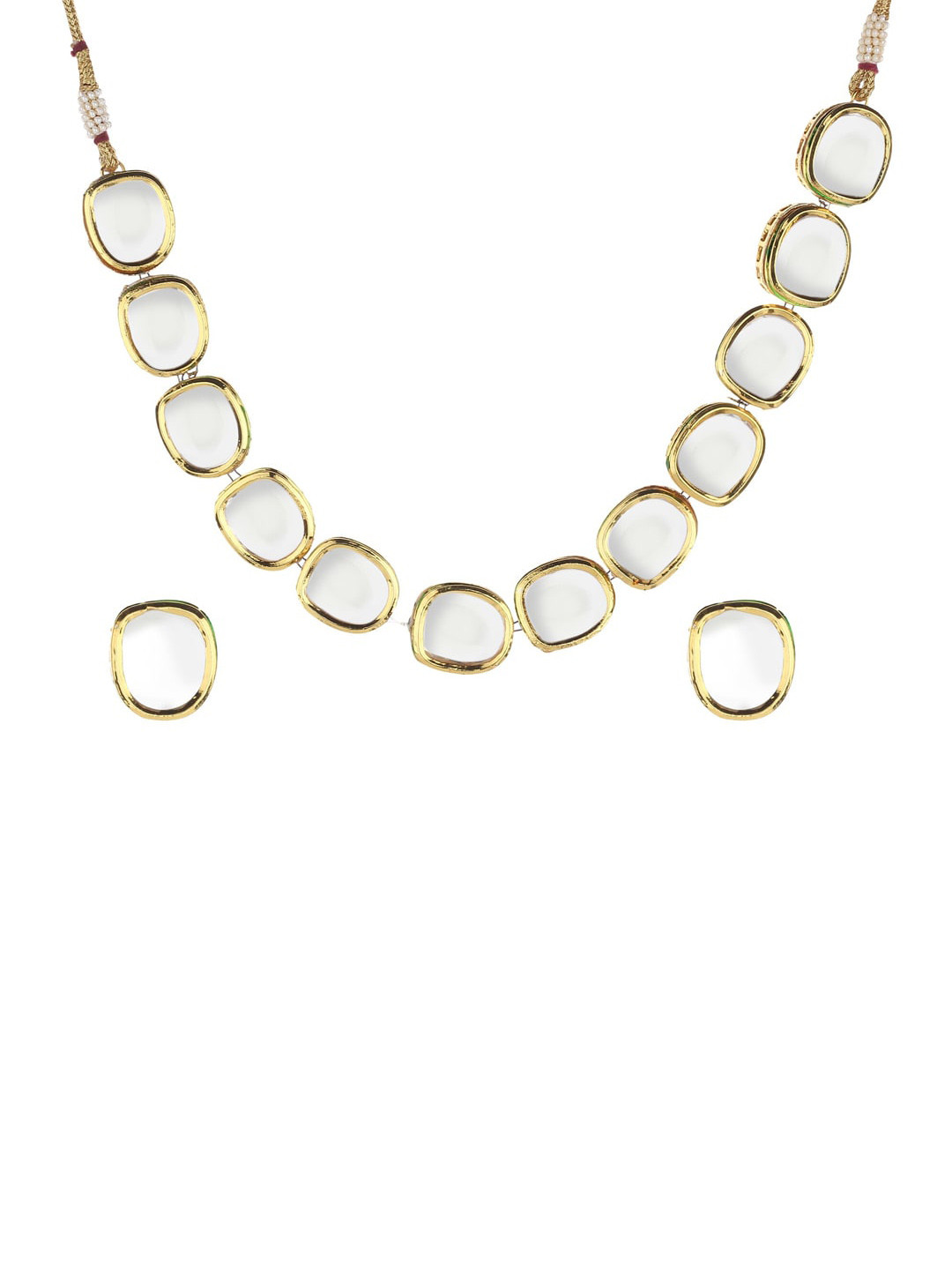 

Runjhun Gold-Plated White Kundan-Studded Handcrafted Jewellery Set