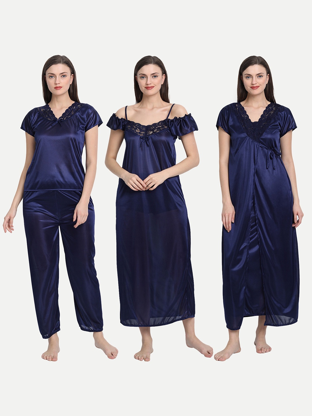 

Kastner Navy Blue Solid Nightdress Set