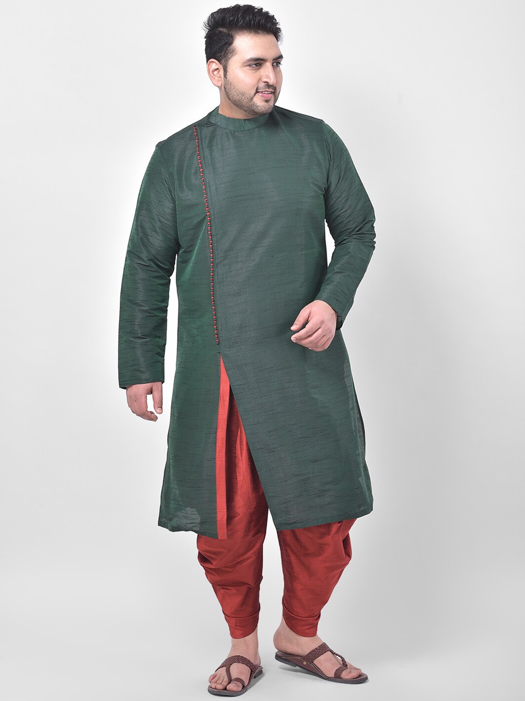 

DEYANN PLUS Men Green Solid Kurta