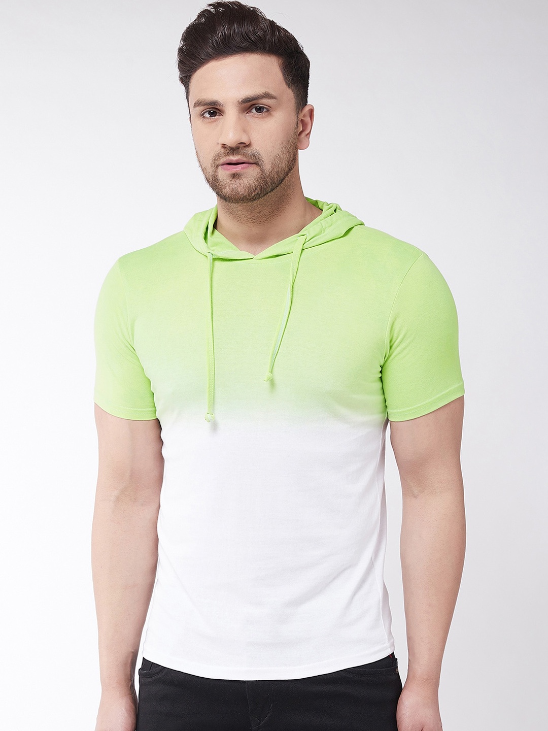 GRITSTONES Men White Dyed Hood T-shirt