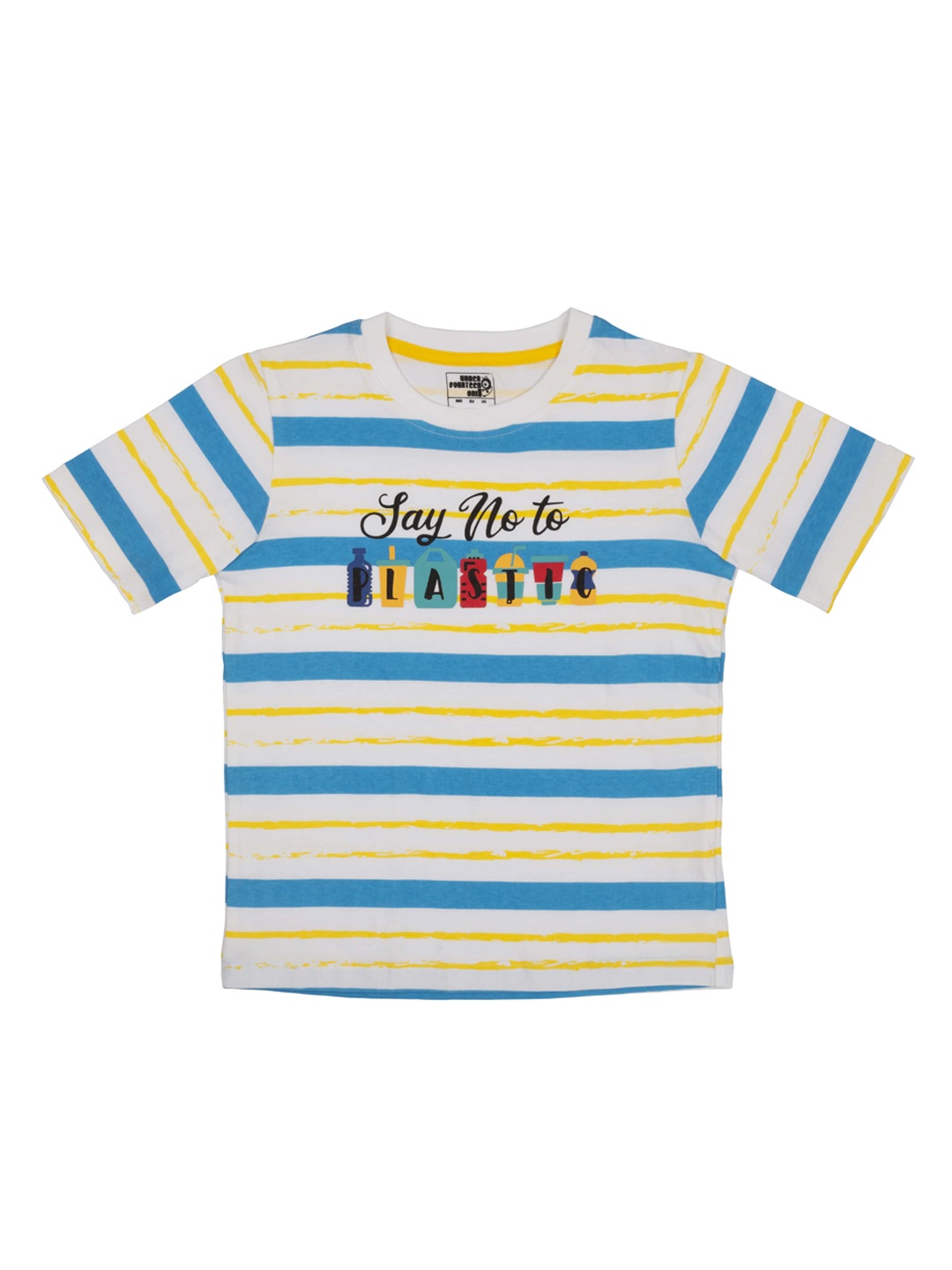 

UNDER FOURTEEN ONLY Boys Blue Striped Round Neck T-shirt