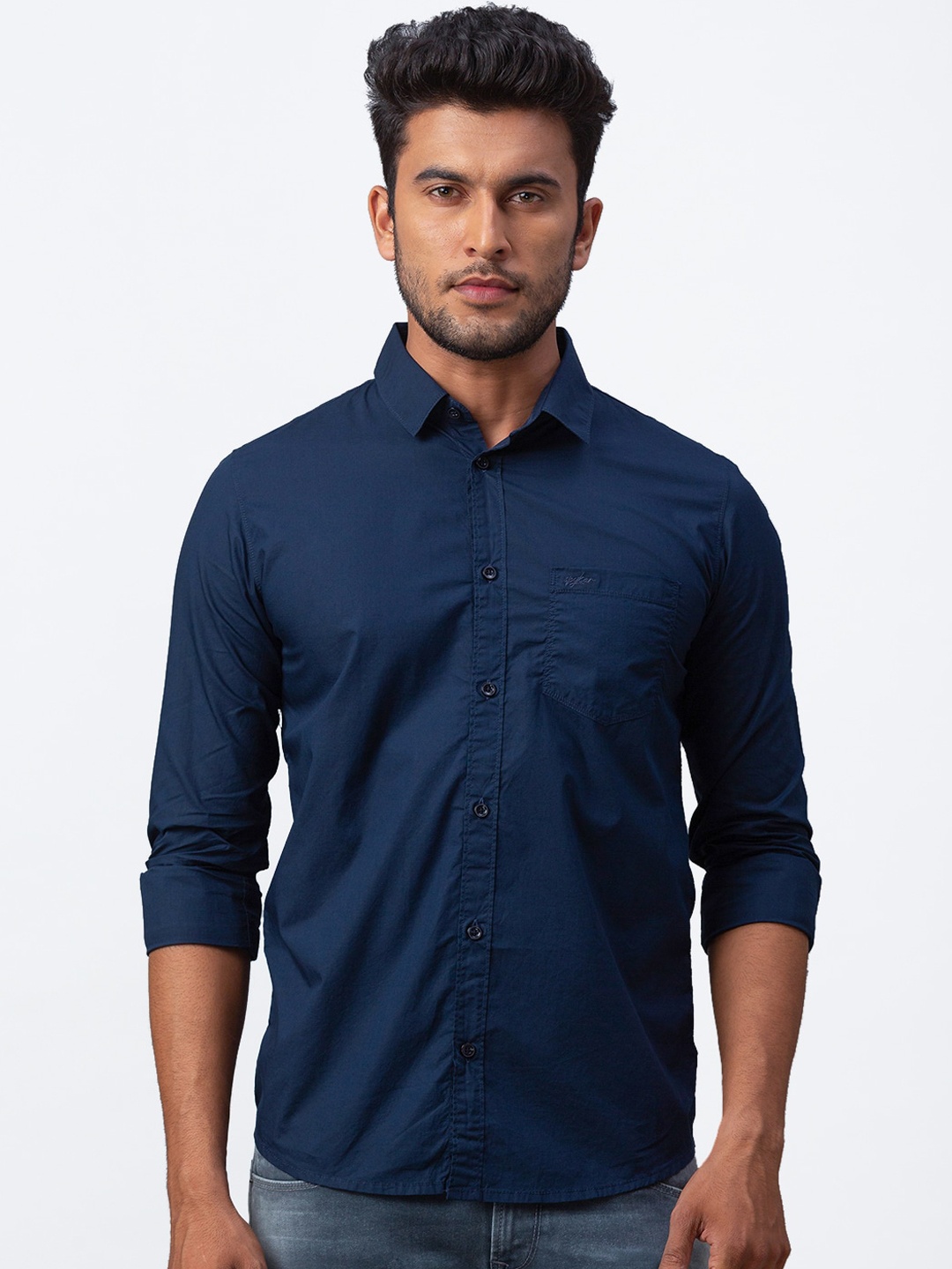 

SPYKAR Men Blue Slim Fit Solid Casual Shirt