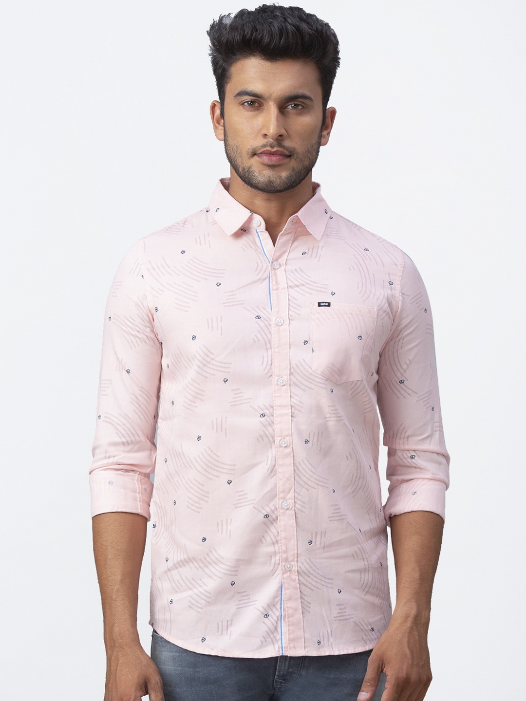 

SPYKAR Men Pink Slim Fit Printed Casual Shirt