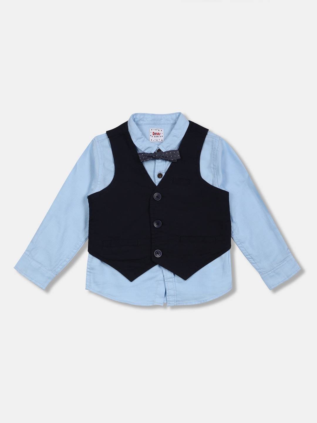

Donuts Boys Blue Regular Fit Colourblocked Casual Shirt