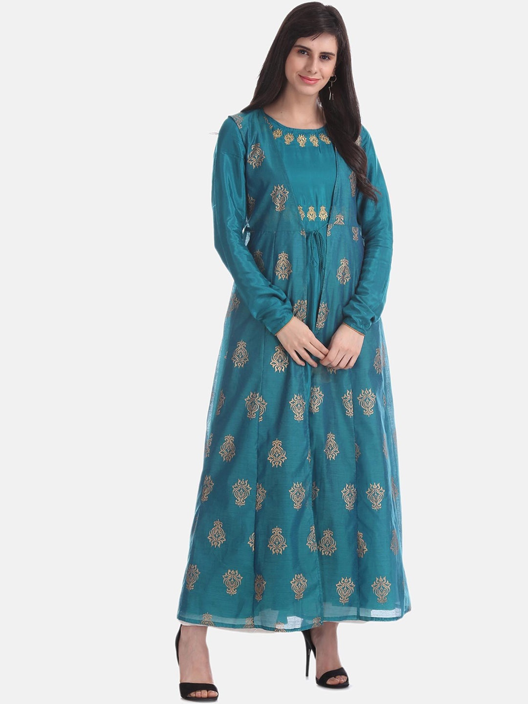

Anahi Women Teal Blue ethnic Embroidered Kurta