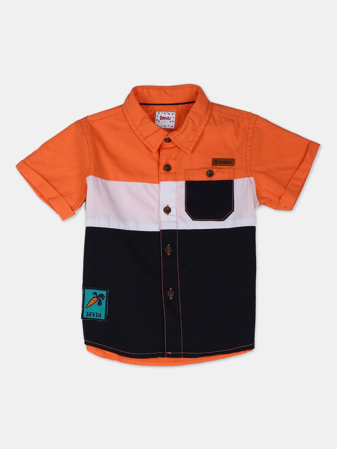 

Donuts Boys Orange Regular Fit Solid Casual Shirt
