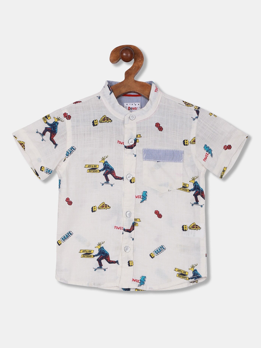 

Donuts Boys White Regular Fit Printed Casual Shirt