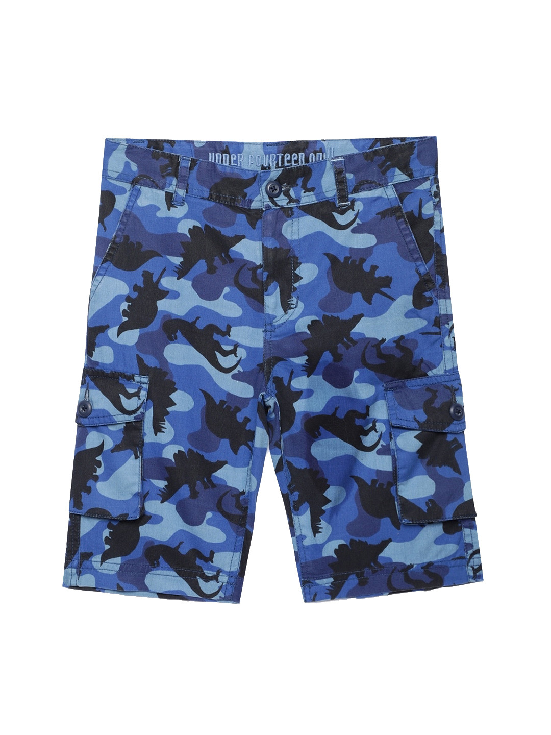 

UNDER FOURTEEN ONLY Boys Navy Blue Printed Regular Fit Regular Shorts