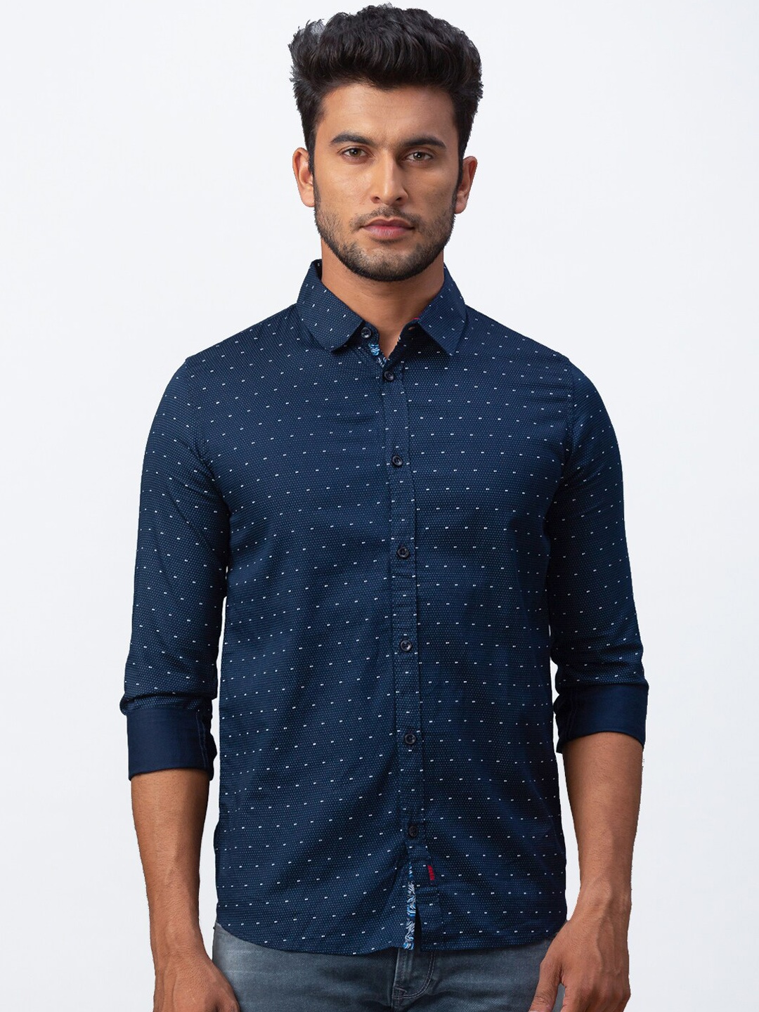 

SPYKAR Men Blue Slim Fit Printed Casual Shirt