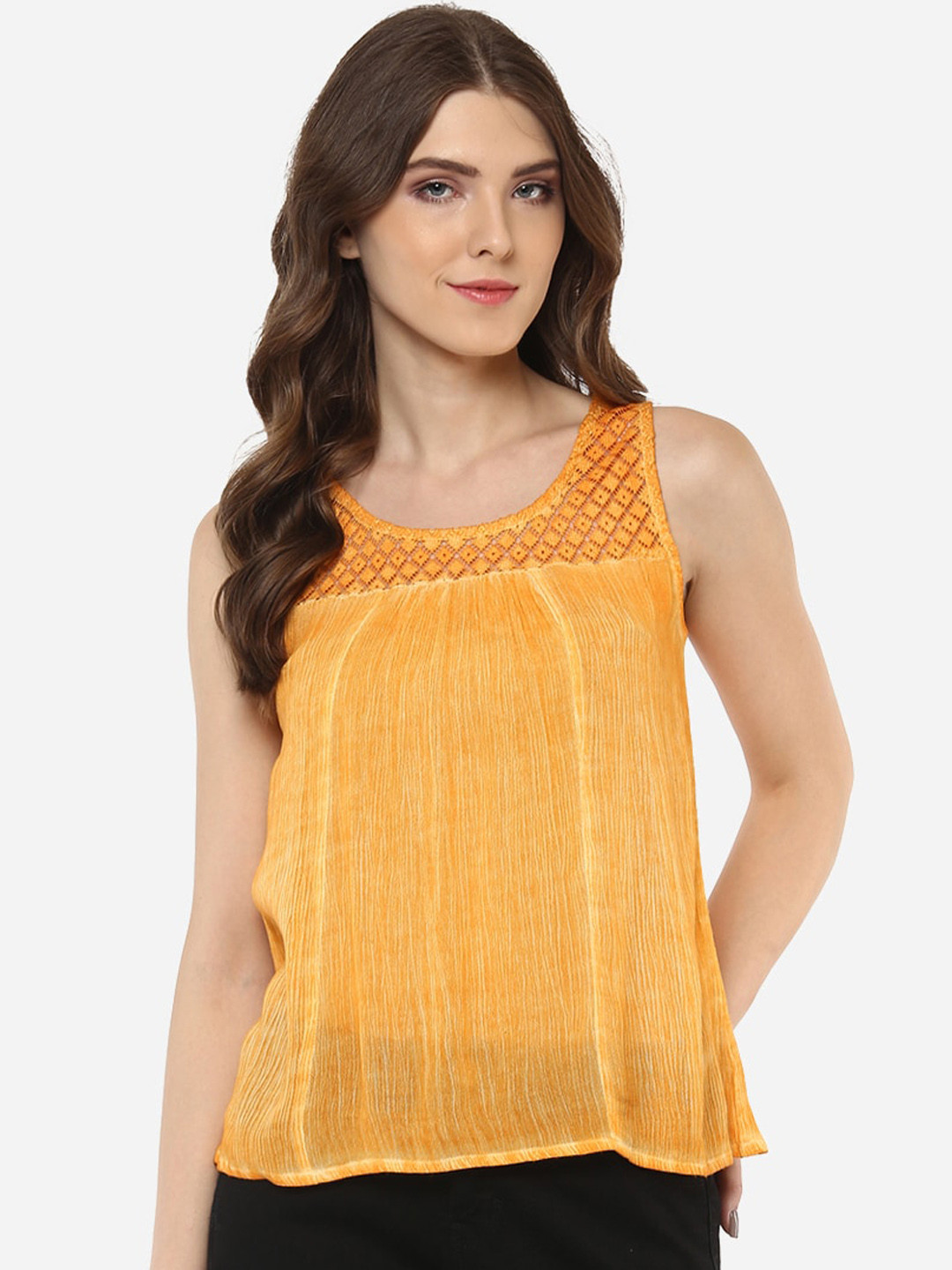 

Porsorte Yellow Crepe Regular Top
