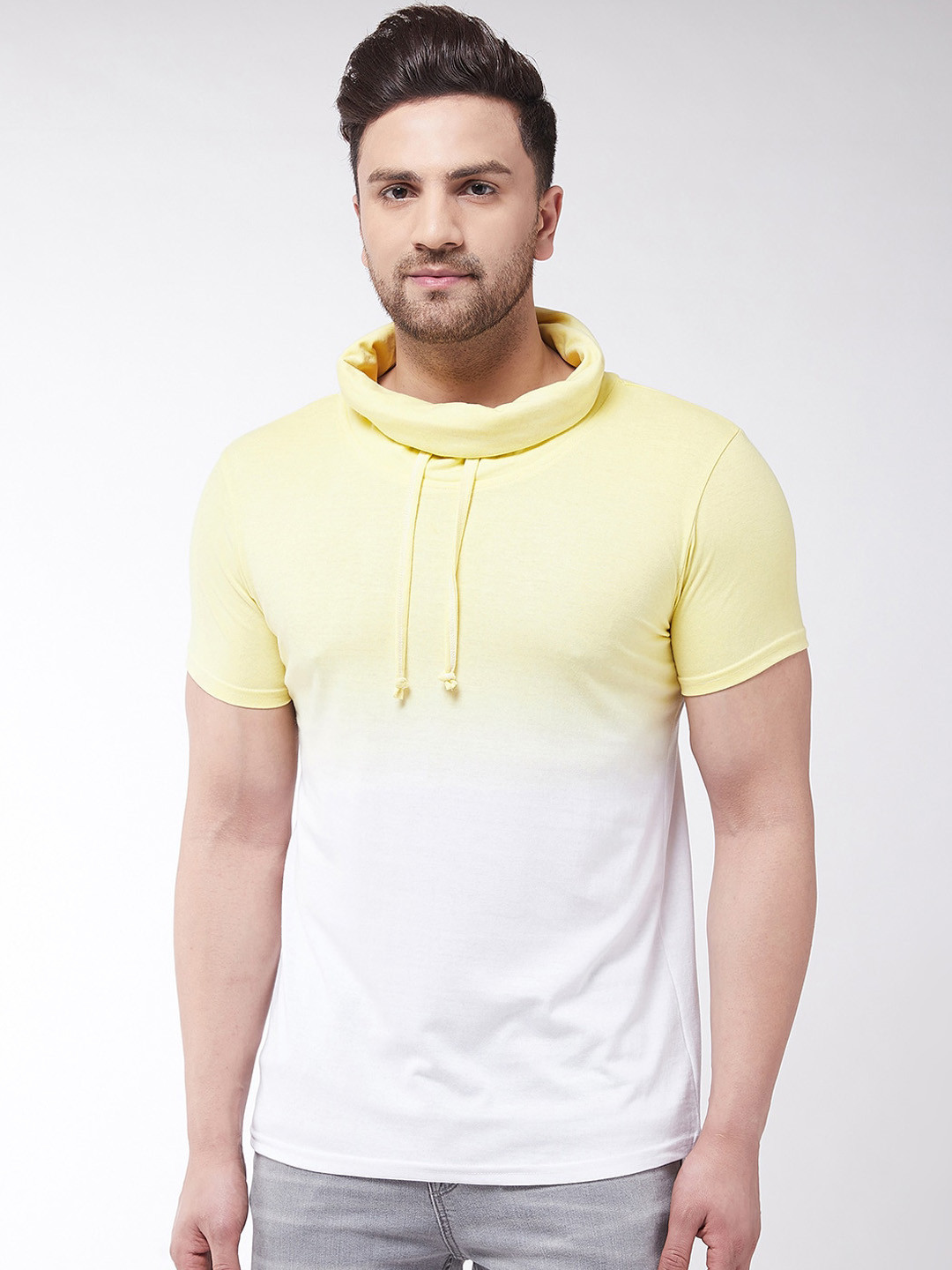 

GRITSTONES Men Yellow Dyed High Neck T-shirt