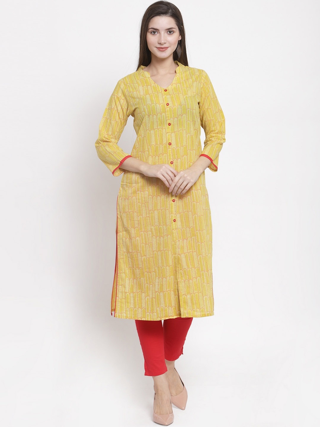 

The Kurta Express Women Yellow Printed Kurta