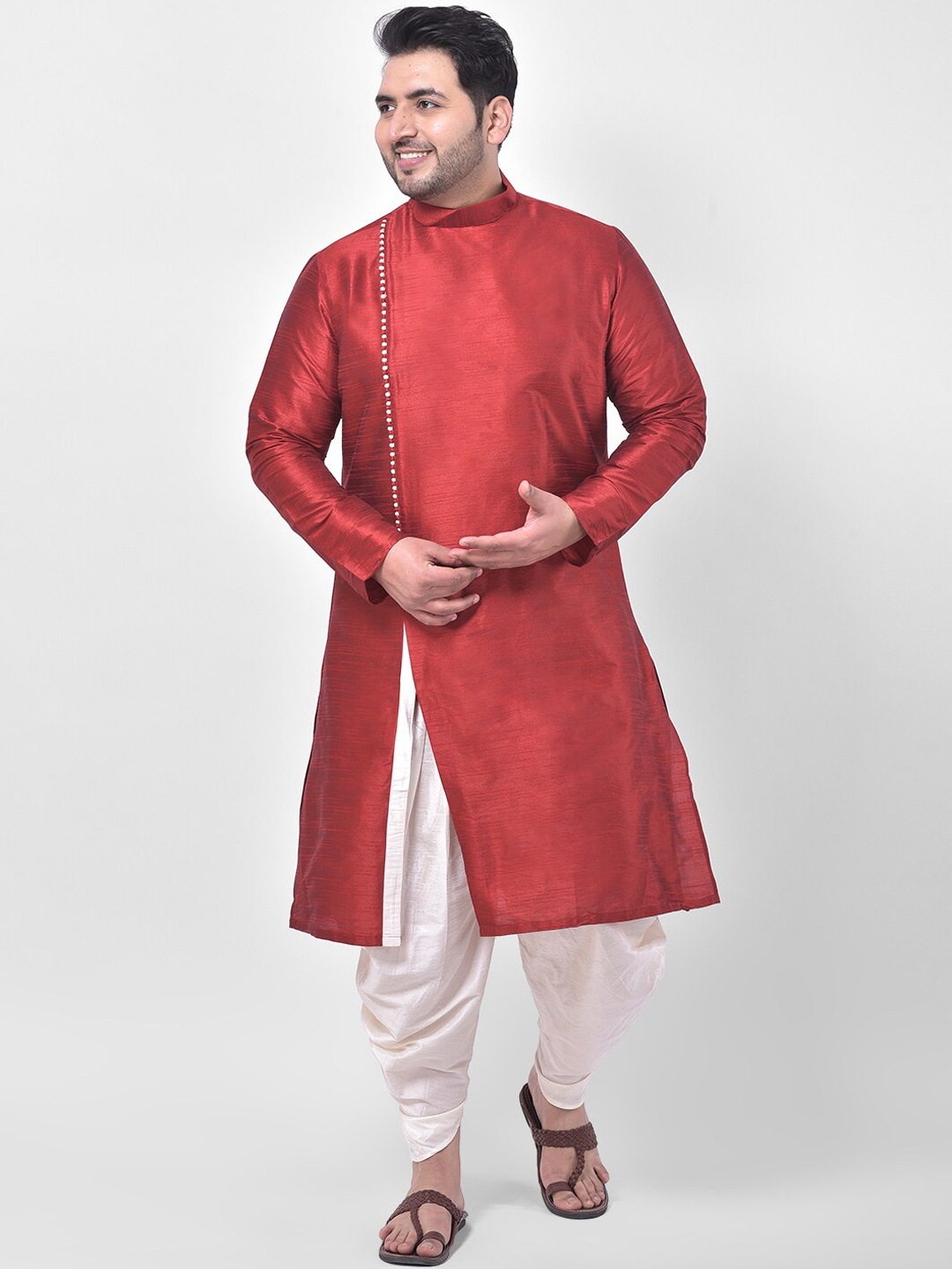 

DEYANN PLUS Men Red Solid kurta