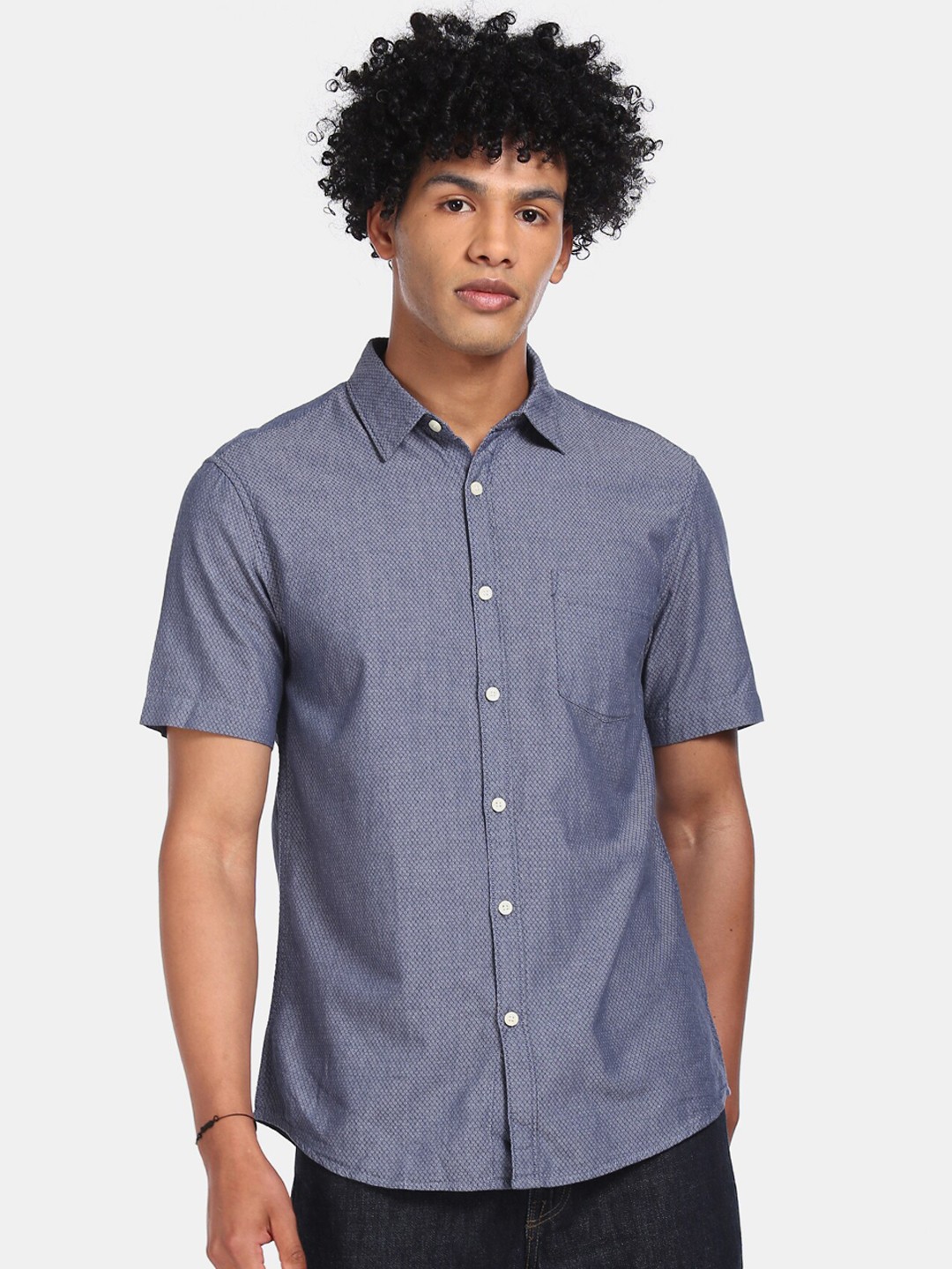 

Ruggers Men Navy Blue Regular Fit Printed Casual Shirt