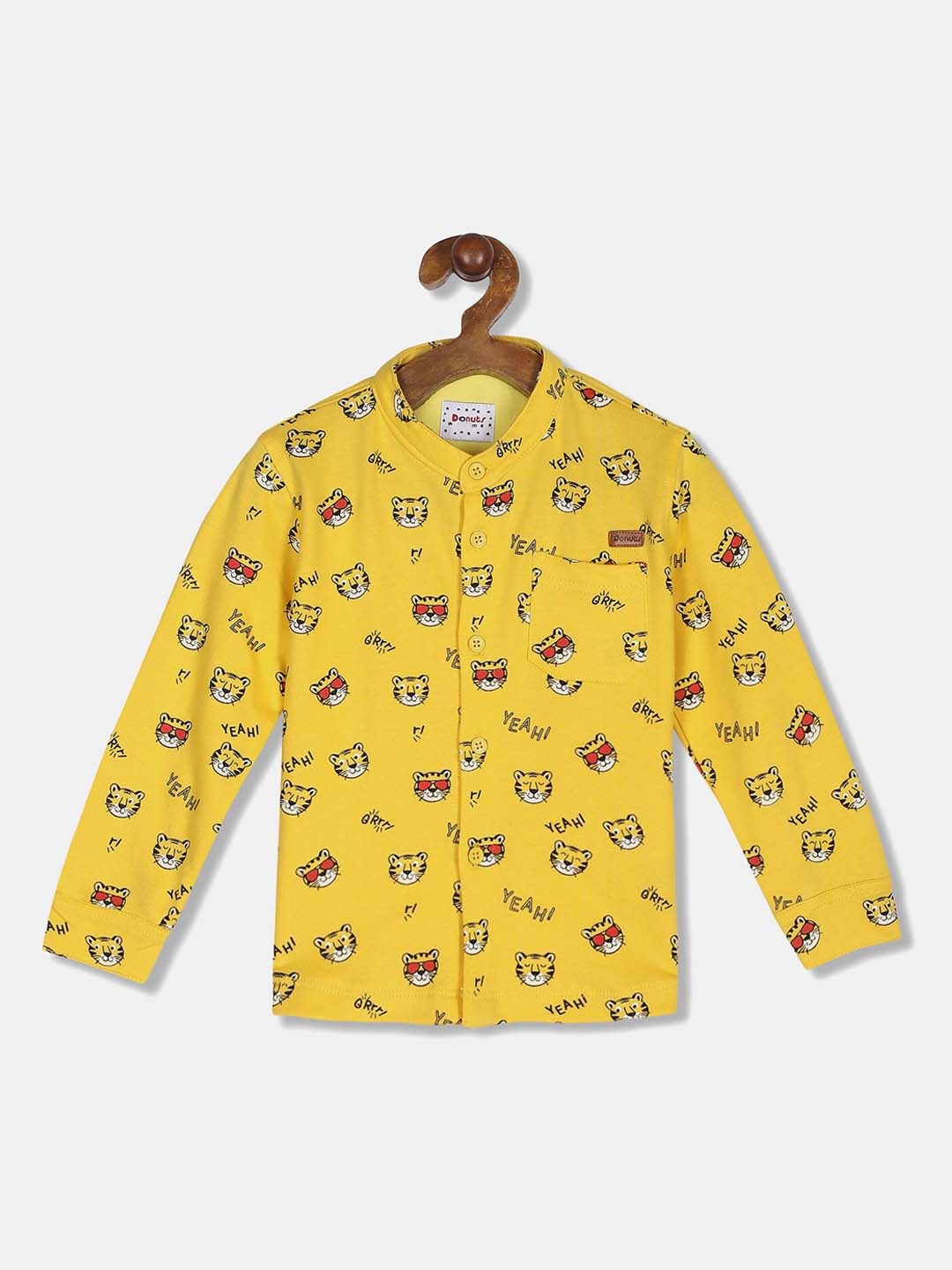 

Donuts Boys Yellow Regular Fit Printed Casual Shirt