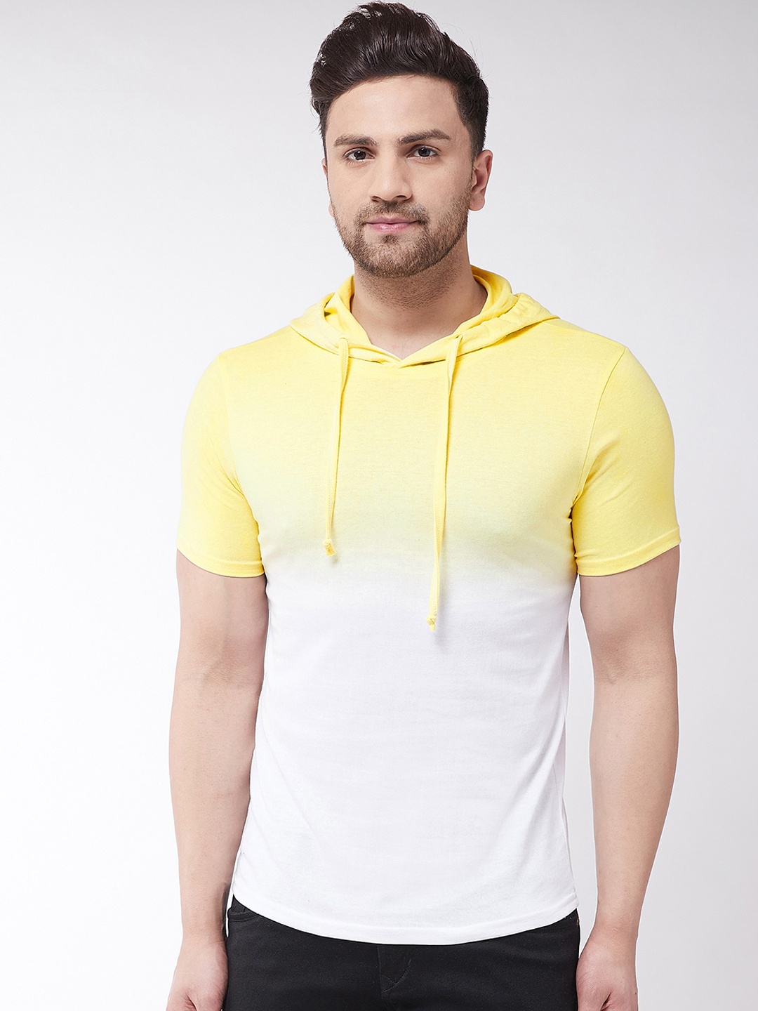 

GRITSTONES Men Yellow Dyed Hood T-shirt