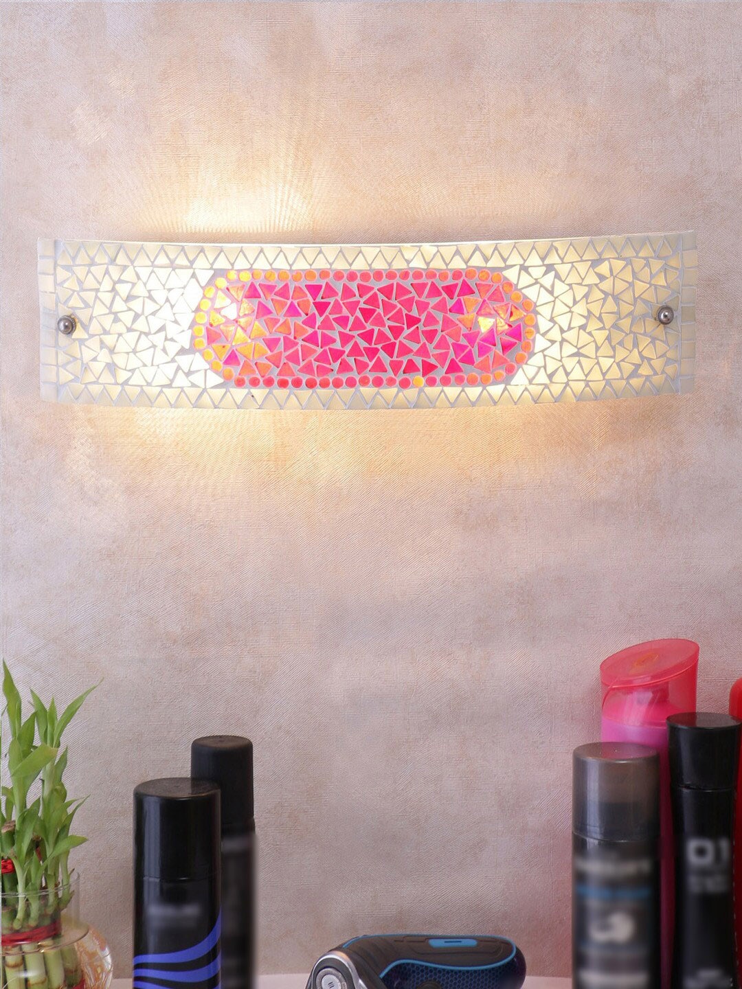 

Devansh Multicolor Mosaic Glass Bathroom Light for Wash Basin & Mirror, White